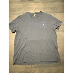 Polo Ralph Lauren T-Shirt Mens Large Classic Fit Navy Whit Pony Chest Pocket Tee